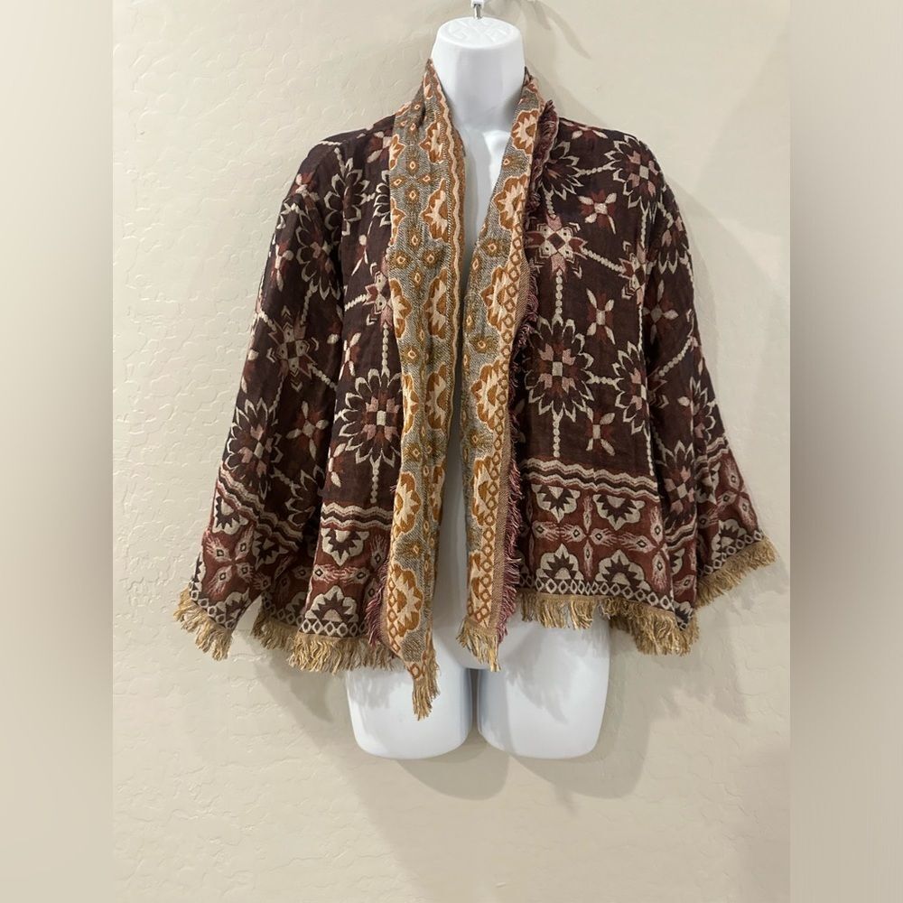 Azoe Tapestry cover Cardigan Fringe OS
